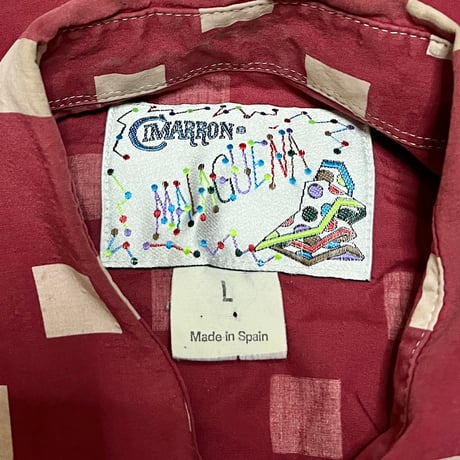 【USED】80's CIMARRON MALAGUENA SQUARE PATTERN WESTERN SHIRT