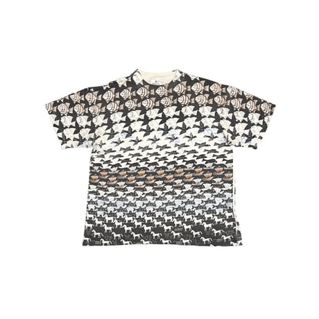 【USED】90's M.C.ESCHER ALL OVER PRINT T-SHIRT