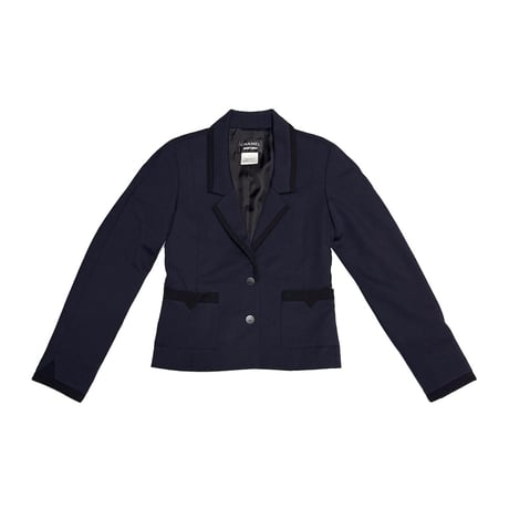 【USED】CHANEL UNIFORM 2014PRE Navy Tailored Jacket Made in France