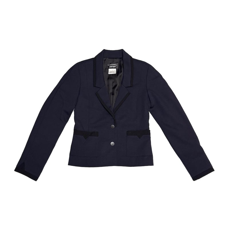 USED】CHANEL UNIFORM 2014PRE Navy Tailored Jack