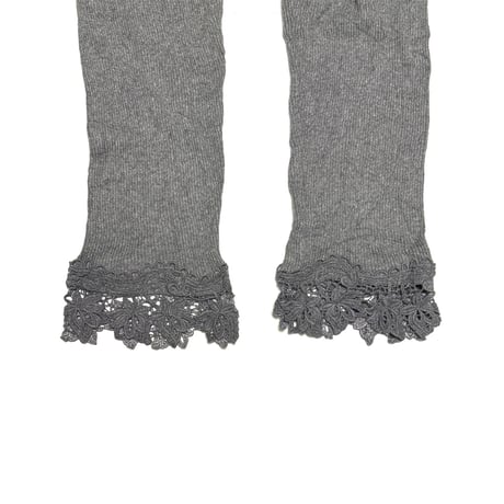 【USED】2010's Giada Lingerie Gray Knit Rib Pants with Lace Hem
