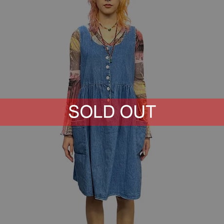 【USED】80'S JEANETTE DENIM STRAP TUNIC DRESS