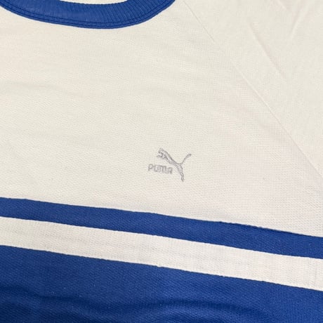 【USED】80's PUMA Italy-Made Colorblock Sweat Blue × White