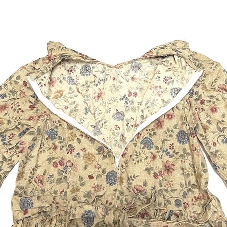 【USED】80'S-90'S BOTANICAL PATTERN DRESS BEIGE
