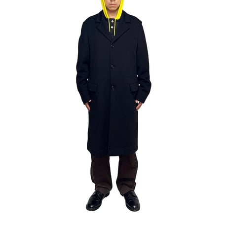 【USED】90's EMPORIO ARMANI Knit Chester Coat Black