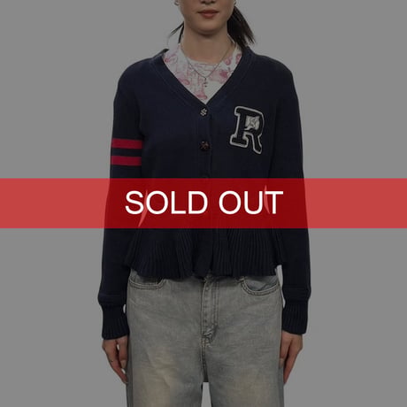 【USED】90's RALPH LAUREN PEPLUM KNIT CARDIGAN