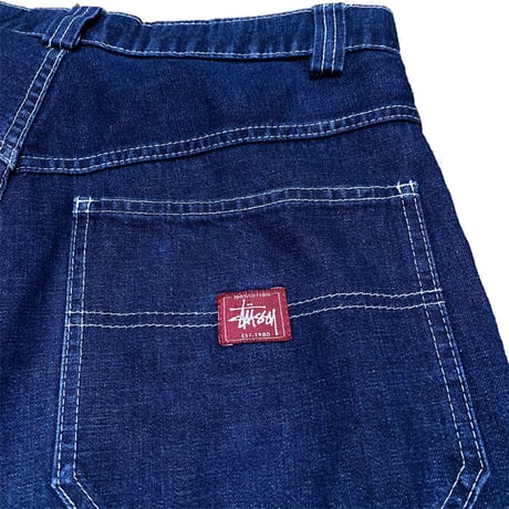 【USED】90'S STUSSY DENIM CARGO SHORTS