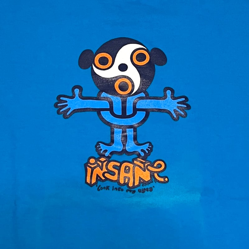 USED】90's insane Look into my eyes T-SHIRT SKY USED】90's insane Look into my eyes T-SHIRT SKY