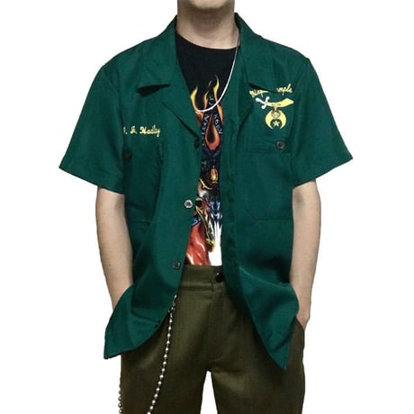 【USED】80'S SHRINE CLUB EMBROIDERY WORK SHIRT