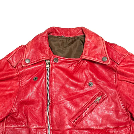 【USED】90's Red Leather Compact Double Riders Jacket