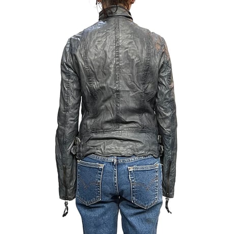 【USED】00's ESPRIT CRINKLE LAMB LEATHER MOTO JACKET