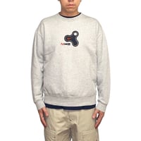 【USED】00's NIKE Hand-Spinner Flocked Logo Crewneck Sweatshirt Gray