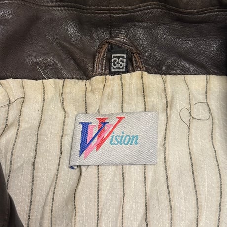 【USED】80's Vision Asymmetric High-Neck Leather Coat Sheep Nappa