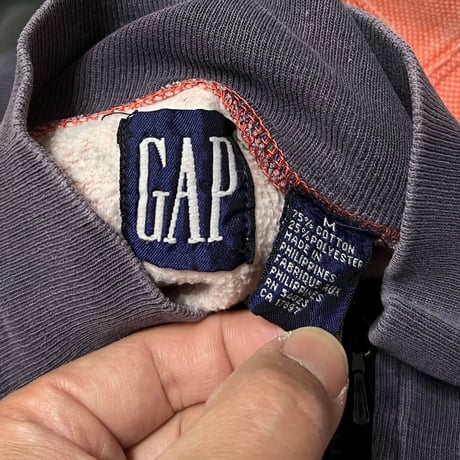 【USED】90's OLD GAP MOSS STITCH HALF ZIP L/S TOP