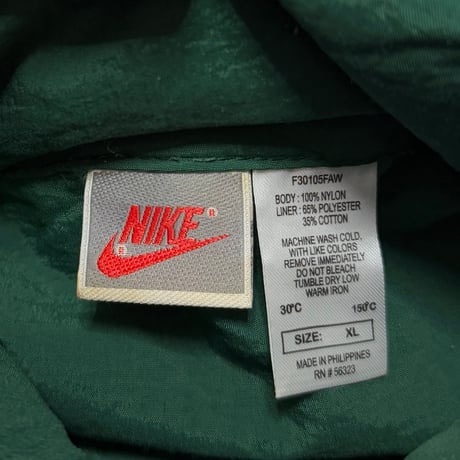 【USED】90's NIKE CENTER LOGO PULLOVER NYLON JACKET GREEN×NAVY