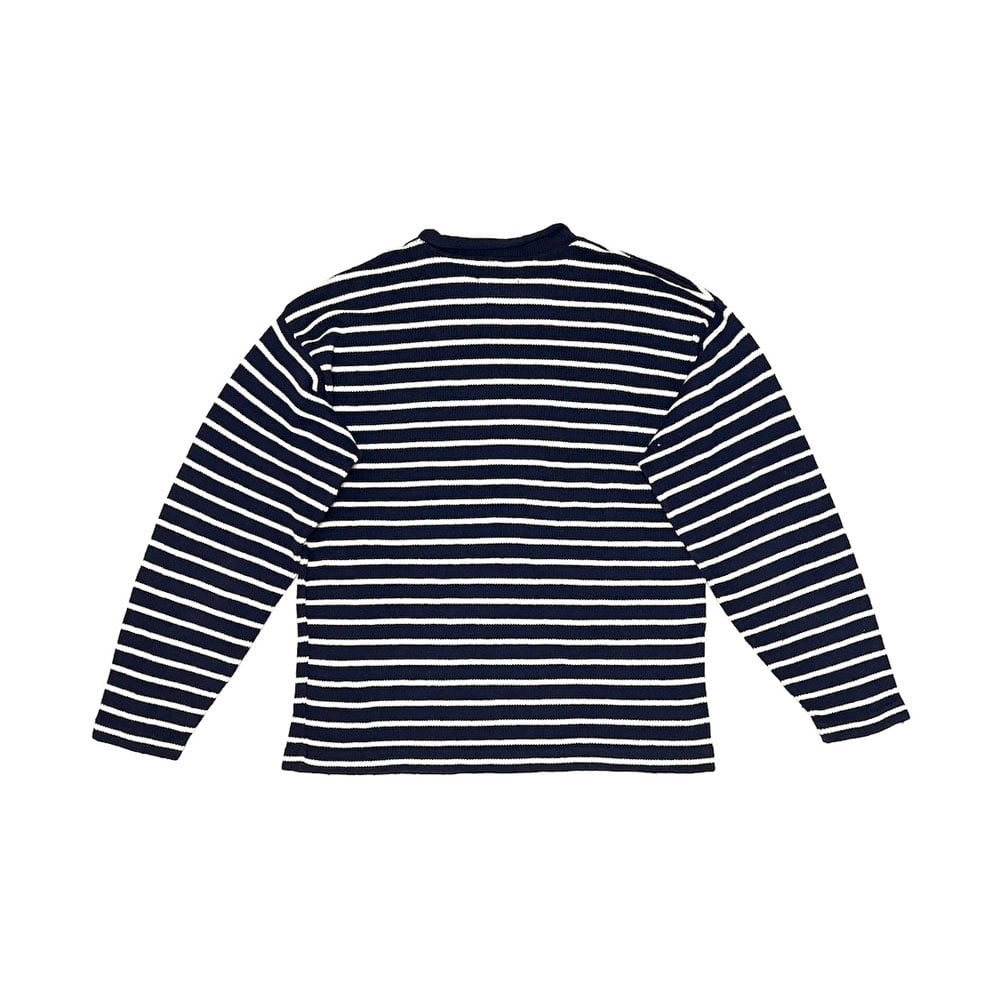 【USA製】90s Whaler knits roll neck knit USED】90's Whaler knits BORDER ROLLNECK COTTON