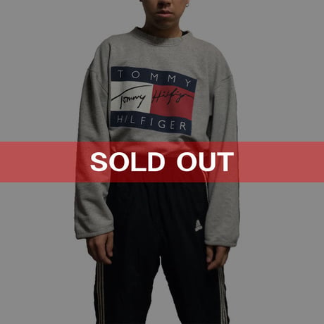 【USED】90'S TOMMY HILFIGER FLAG PRINT SWEATSHIRT