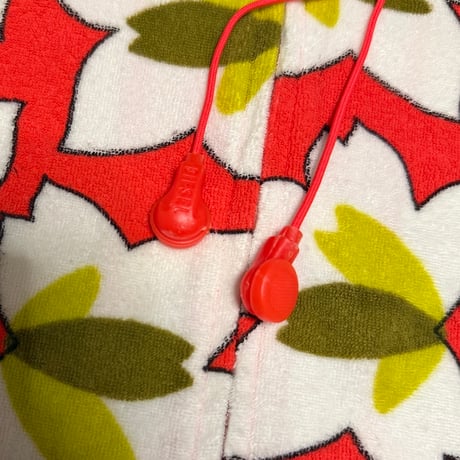 【USED】00's DIESEL Floral Terry Cloth Half-zip Top with Earphone Charm