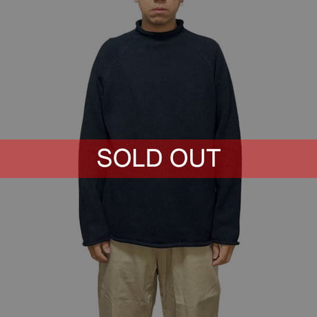 【USED】00'S J.CREW COTTON KNIT ROLL NECK SWEATER NAVY