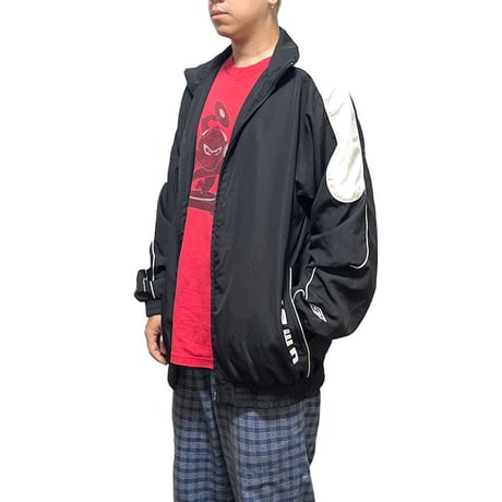 【USED】00'S UMBRO POLY TRACK JACKET BLACK × WHITE