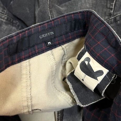 【USED】00'S GRIFFIN BONDAGE BLACK DENIM PANTS