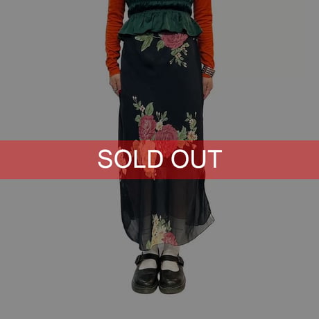 【USED】00'S FLOWER PATTERN SEE THROUGH LONG SKIRT
