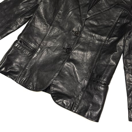 【USED】00's Vintage Black Leather 2-Button Tailored Jacket