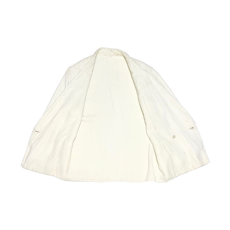 【USED】30's BRITISH VINTAGE SHAWL COLLAR SILK DOUBLE BREASTED DINNER JACKET WHITE