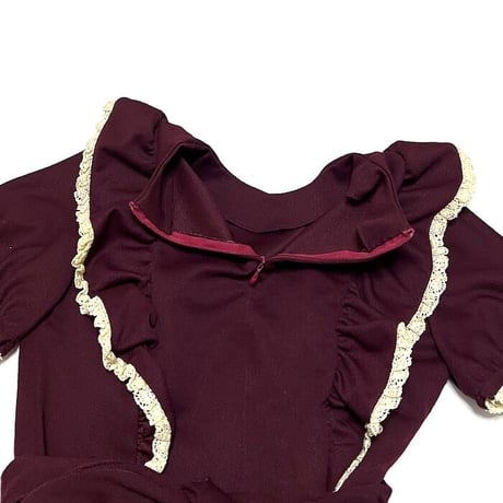 【USED】70'S BURGUNDY PEPLUM TUNIC / MINI DRESS