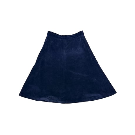 【USED】80's Navy Velour A-Line Skirt with RIES Zipper