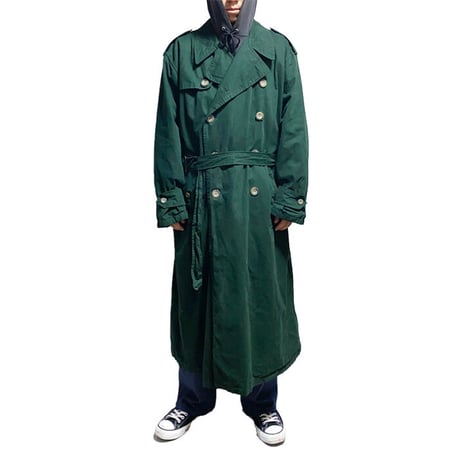 【USED】80'S-90'S GIORGIO ARMANI LONG TRENCH COAT GREEN