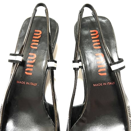 【DEAD STOCK】EARLY 00'S MIU MIU SLING BACK SPOOL HEEL MULE