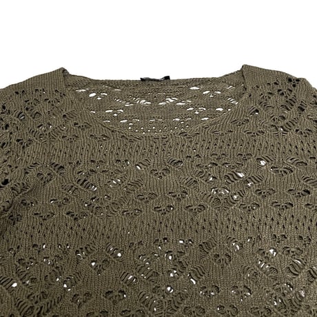 【USED】00's YU by ULLA POPKEN CROCHET KNIT L/S TOP