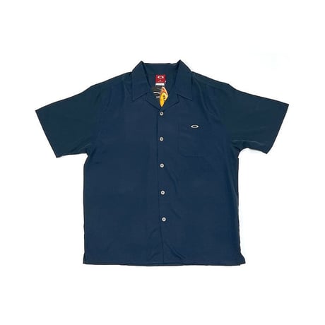 【DEAD STOCK】00'S OAKLEY OPEN COLLAR SHIRT NAVY BLUE