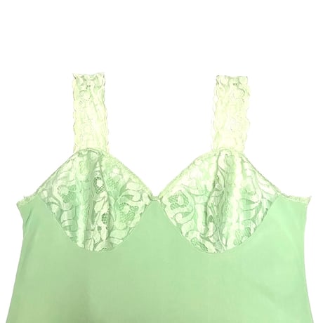 【USED】60's-70's LINGERIE SLIP MINI DRESS EMERALD GREEN