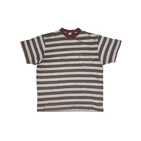 【USED】80's-90's OLD STUSSY JACQUARD BORDER POCKET S/S T-SHIRT
