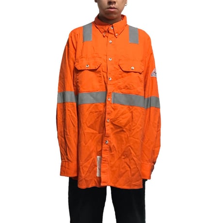【USED】OVERSIZED SAFETY REFLECTIVE WORK SHIRT ORANGE