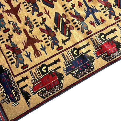 【USED】90'S-00'S HANDMADE AFGHAN WAR RUG ⑤