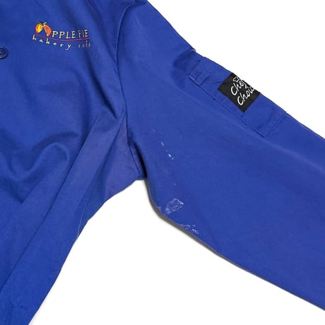 【USED】00's “APPLE PIE bakery cafe” Blue Double Breasted Chef Jacket
