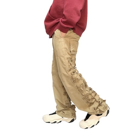 【USED】00'S GRIFFIN BLADECUT SLASH PANTS BEIGE
