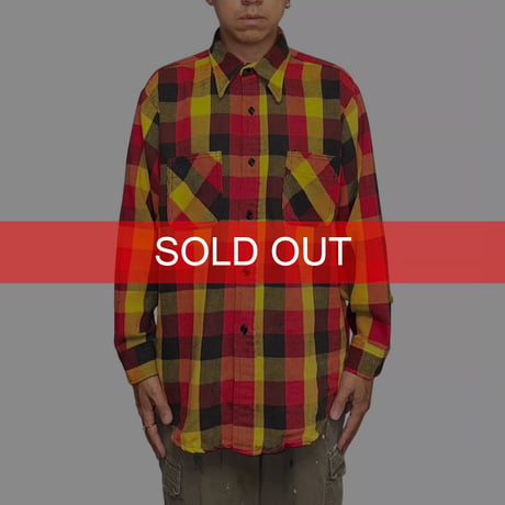 【USED】70's BIG MAC JC Penney BLOCK CHECK HEAVY FLANNEL SHIRT