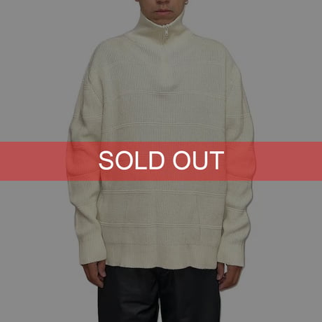 【USED】00'S haggar HIGH-NECK ZIP COTTON KNIT SWEATER