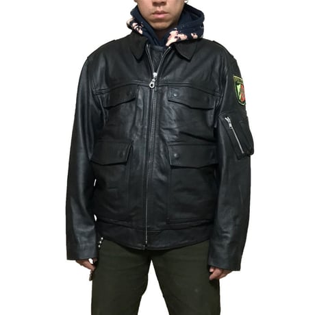 【USED】GERMAN POLICE LEATHER JACKET BLACK