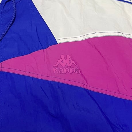 【USED】80's KAPPA NYLON TRACK JACKET WHITE×BLUE×PINK