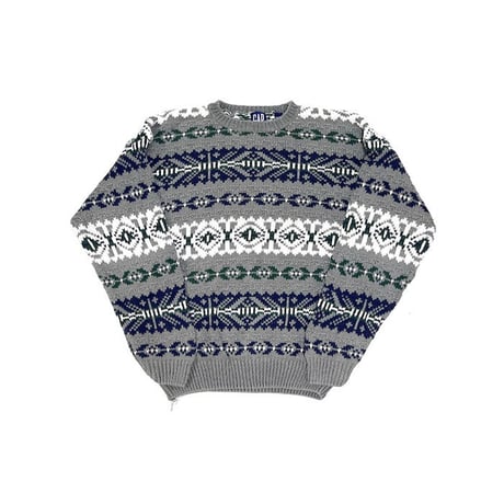 【USED】90'S OLD GAP NATIVE PATTERN COTTON KNIT SWEATER