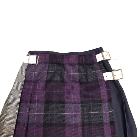【USED】90's O'NEIL OF DUBLIN Asymmetric Patchwork Wool Wrap Skirt