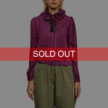 【USED】80's Manon FRILL COLLAR BOW TIE BLOUSE
