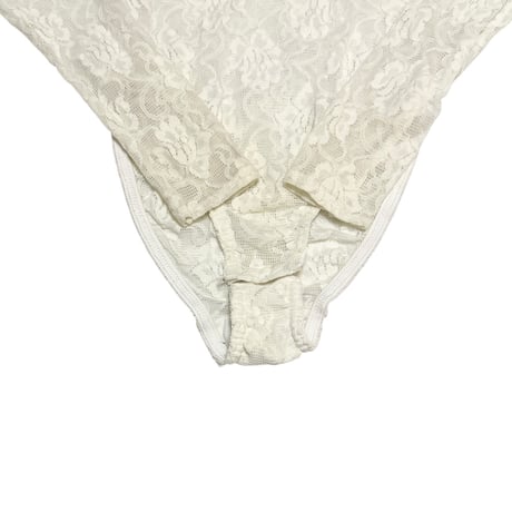 【USED】Vintage White Floral Mesh Sheer Lace Bodysuit