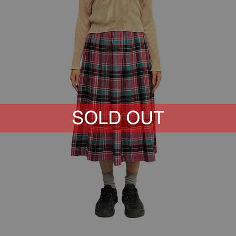 【USED】80'S WOOL PLAID PLEATED SKIRT