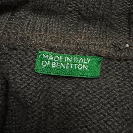 【USED】90's BENETTON Skipper Olive Stripe Knit Pullover Made in Italy